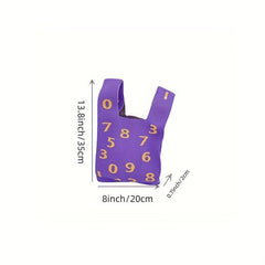 Numbers Print Braided Wrist Bag Casual Handbag Shoulder Bag