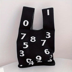 Numbers Print Braided Wrist Bag Casual Handbag Shoulder Bag