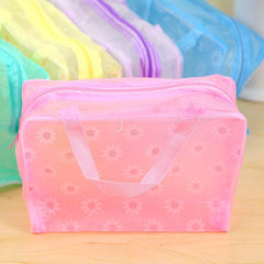 3pcs Travel Toiletry Bag PVC Cosmetic Floral Print Beach Storage Bag