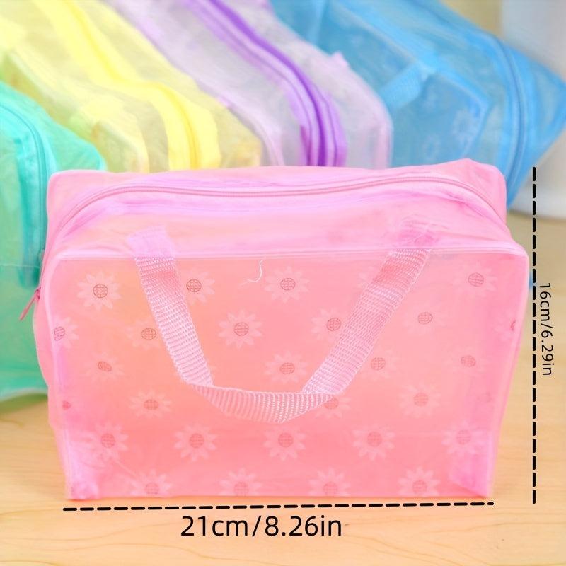 3pcs Travel Toiletry Bag PVC Cosmetic Floral Print Beach Storage Bag