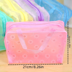 3pcs Travel Toiletry Bag PVC Cosmetic Floral Print Beach Storage Bag