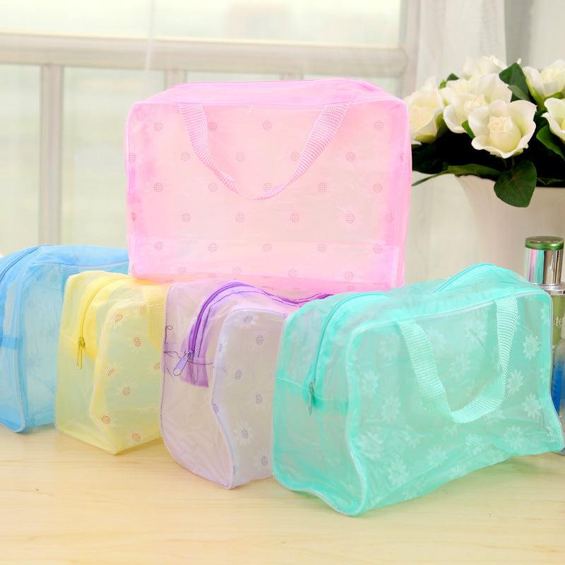 3pcs Travel Toiletry Bag PVC Cosmetic Floral Print Beach Storage Bag