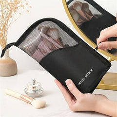 Zipper Cosmetic Bag Travel Toiletry Makeup Brush Storage Case