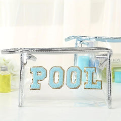 Chenille Letter Pattern Cosmetic Bag Zipper Transparent Cosmetics Pouch