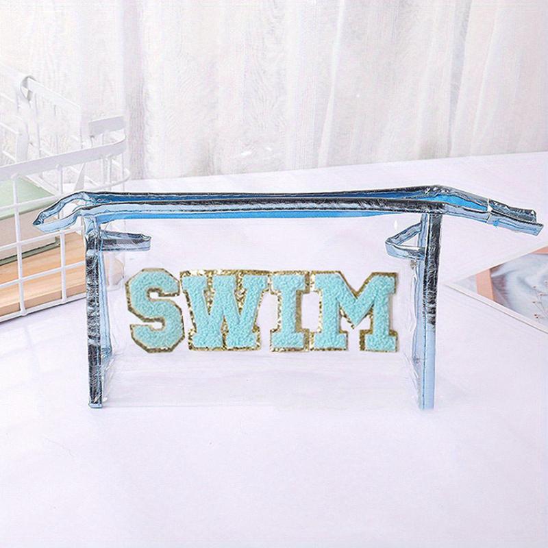 Chenille Letter Pattern Cosmetic Bag Zipper Transparent Cosmetics Pouch
