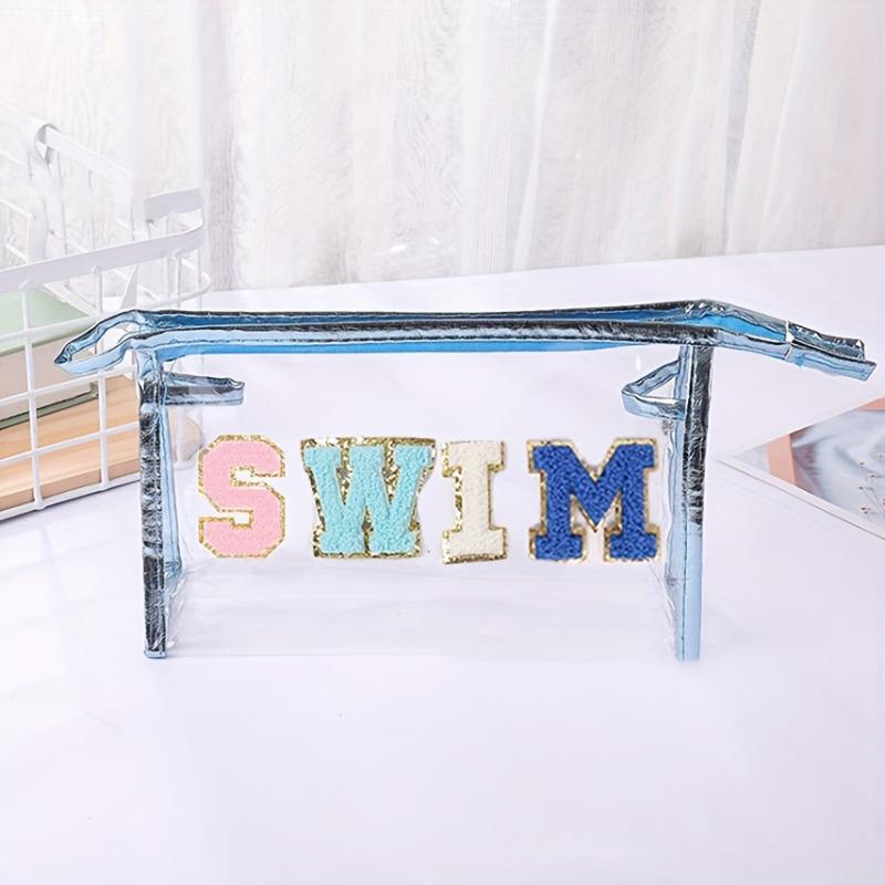 Chenille Letter Pattern Cosmetic Bag Zipper Transparent Cosmetics Pouch