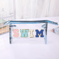 Chenille Letter Pattern Cosmetic Bag Zipper Transparent Cosmetics Pouch