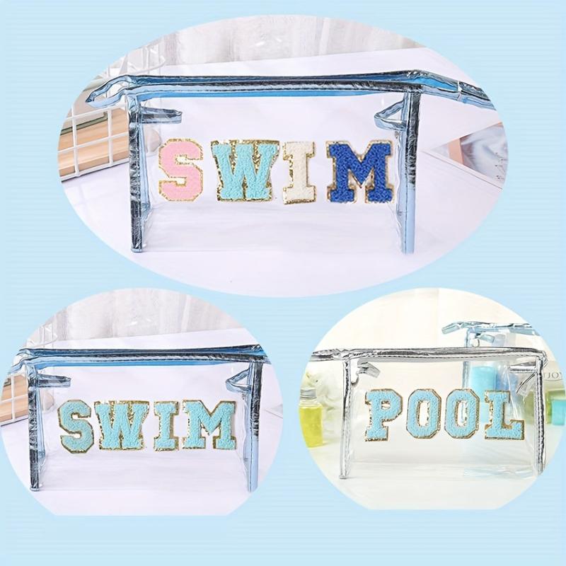 Chenille Letter Pattern Cosmetic Bag Zipper Transparent Cosmetics Pouch