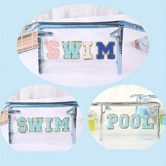 Chenille Letter Pattern Cosmetic Bag Zipper Transparent Cosmetics Pouch