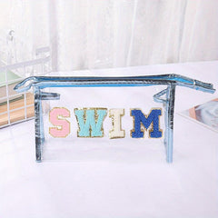 Chenille Letter Pattern Cosmetic Bag Zipper Transparent Cosmetics Pouch