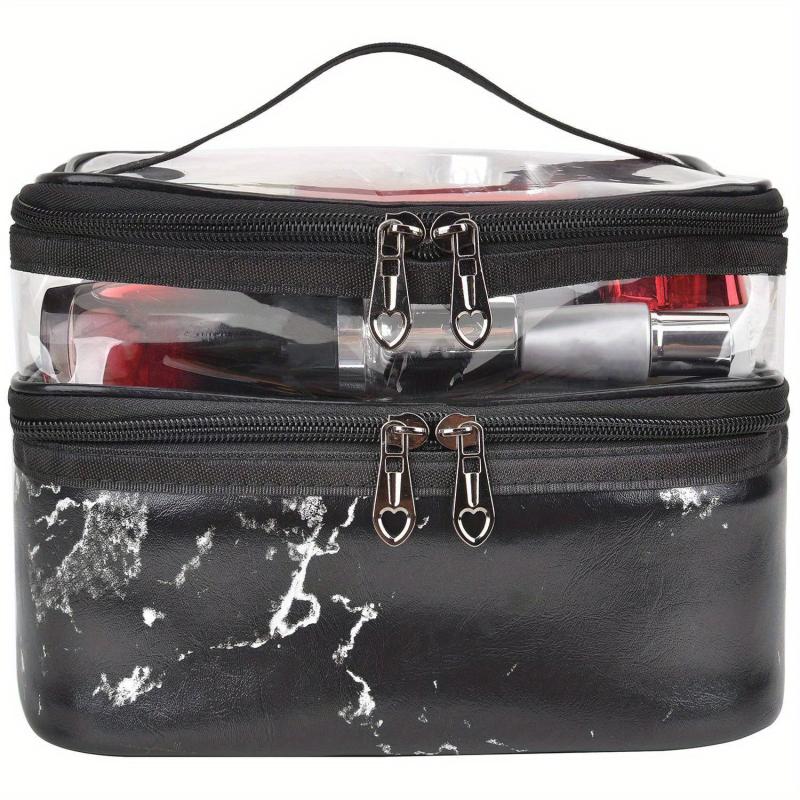 Large Capacity Portable Makeup Bag Double Layer Travel Toiletry Bag