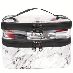 Large Capacity Portable Makeup Bag Double Layer Travel Toiletry Bag