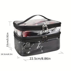 Large Capacity Portable Makeup Bag Double Layer Travel Toiletry Bag