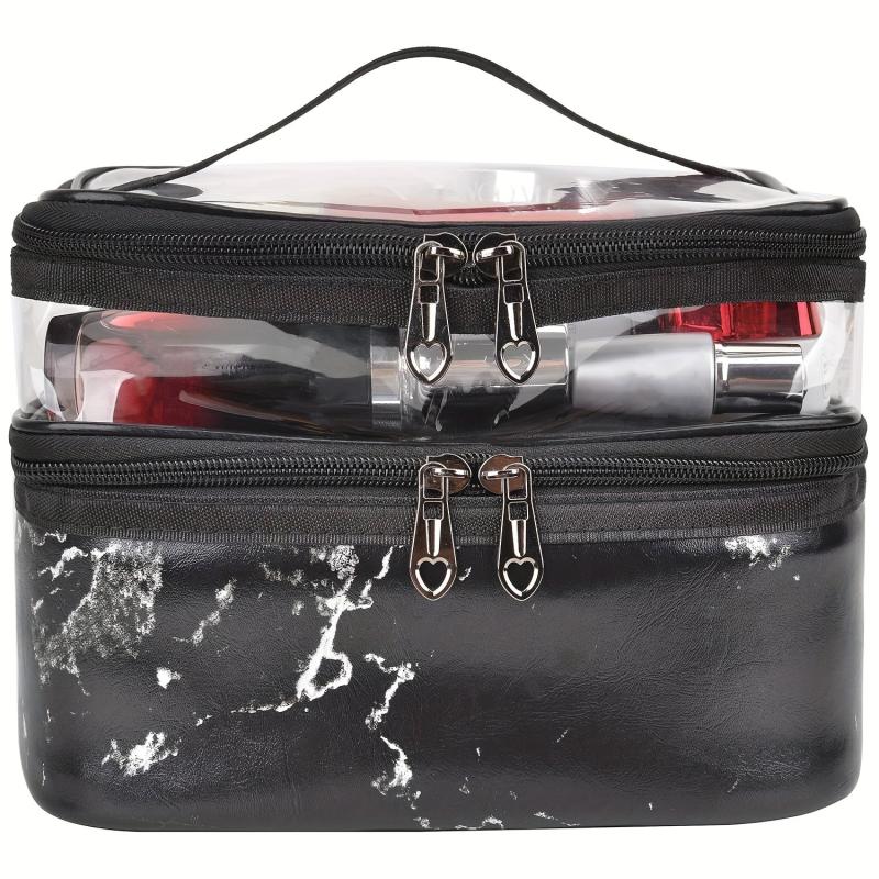Large Capacity Portable Makeup Bag Double Layer Travel Toiletry Bag