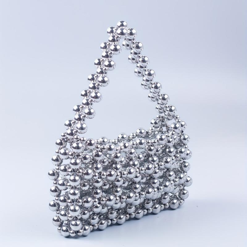 Acrylic Beaded Metallic Evening Bag Versatile Tote Bag For Women