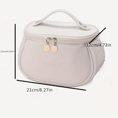 Water Proof PU Leather Makeup Storage Bag Zipper Portable Handle Cosmetic Bag