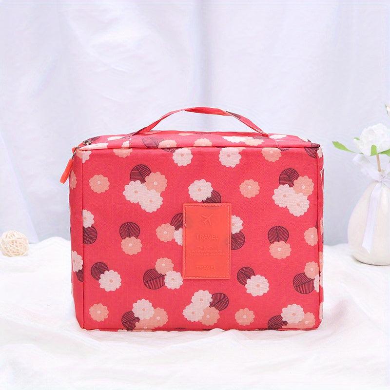 Portable Printed Makeup Bag Lightweight Cosmetic Bag Small Square