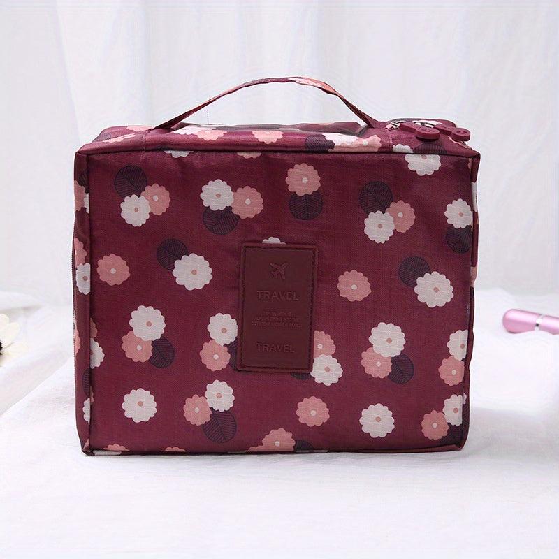 Portable Printed Makeup Bag Lightweight Cosmetic Bag Small Square