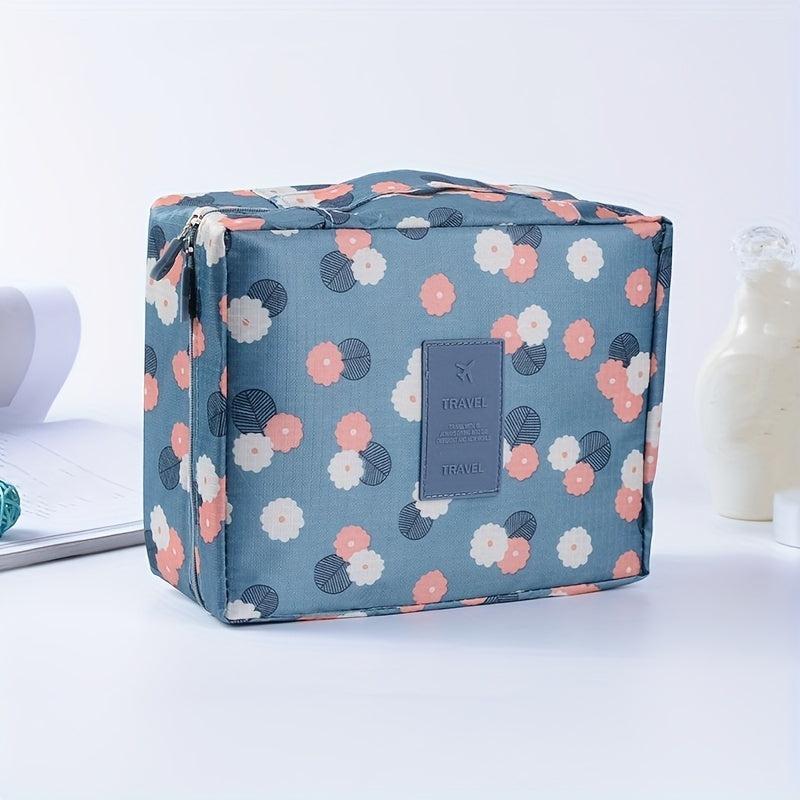 Portable Printed Makeup Bag Lightweight Cosmetic Bag Small Square