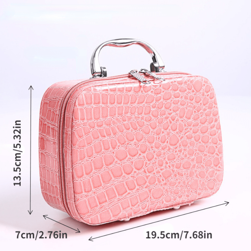 Stone Pattern Waterproof Cosmetic Bag PU Leather Makeup Storage Organizer