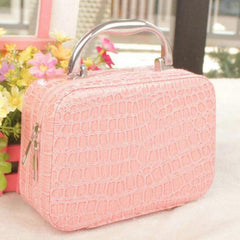 Stone Pattern Waterproof Cosmetic Bag PU Leather Makeup Storage Organizer