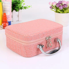 Stone Pattern Waterproof Cosmetic Bag PU Leather Makeup Storage Organizer