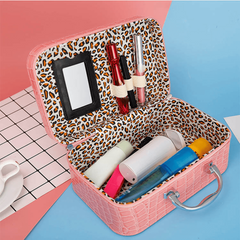 Stone Pattern Waterproof Cosmetic Bag PU Leather Makeup Storage Organizer