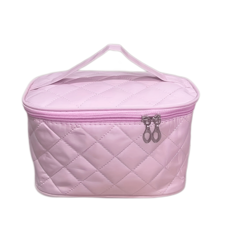 Quilted Detail Portable Cosmetic Bag Lightweight Makeup Toiletry Wash Bag
