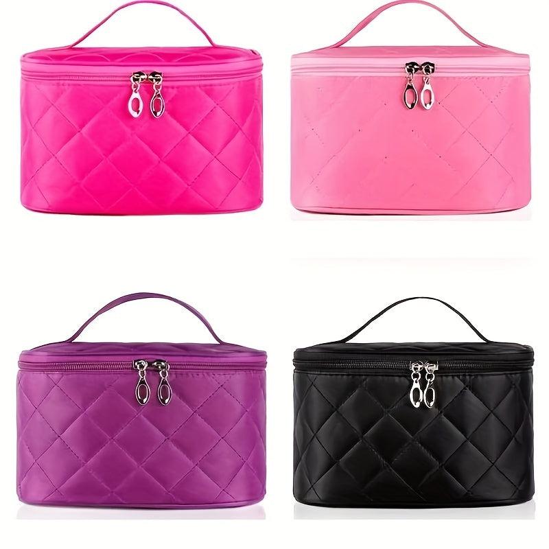 Quilted Detail Portable Cosmetic Bag Lightweight Makeup Toiletry Wash Bag
