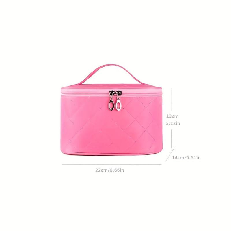 Quilted Detail Portable Cosmetic Bag Lightweight Makeup Toiletry Wash Bag
