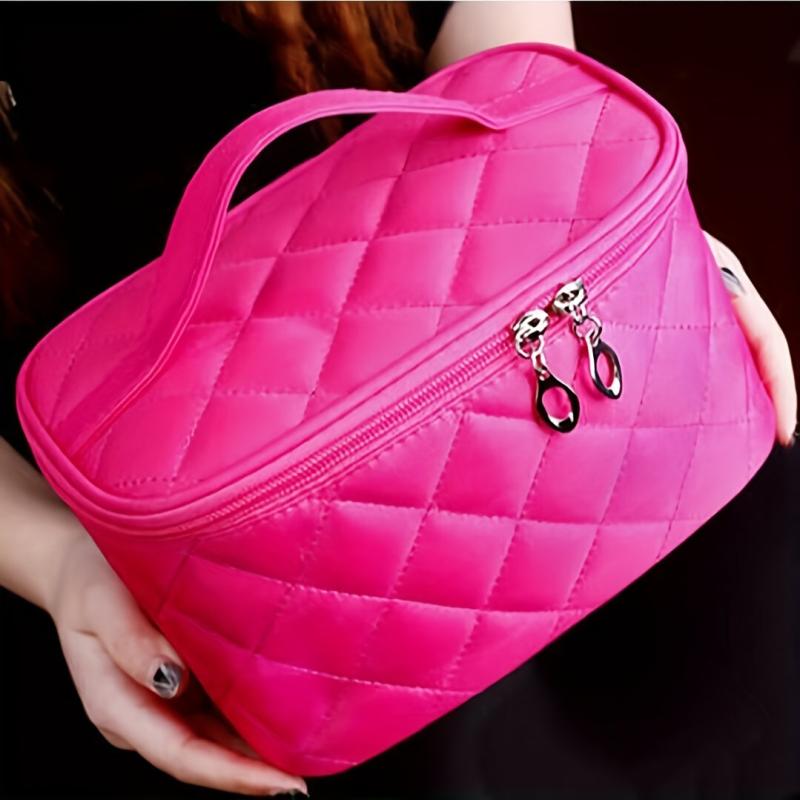 Quilted Detail Portable Cosmetic Bag Lightweight Makeup Toiletry Wash Bag