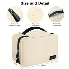 Square Cosmetic Bag PU Leather Waterproof Makeup Storage Organizer