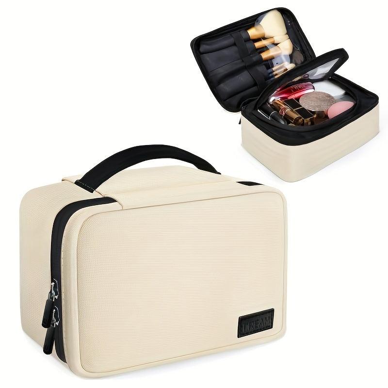 Square Cosmetic Bag PU Leather Waterproof Makeup Storage Organizer