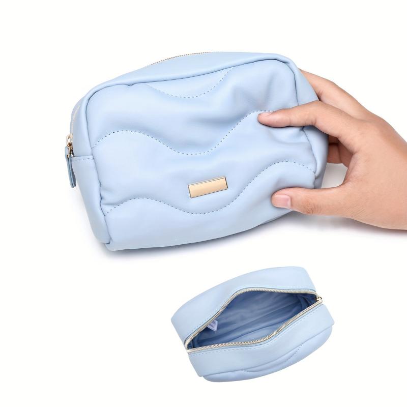 Quilted Square Bag Solid Multifunctional Storage Pouch Travel Makeup Bag