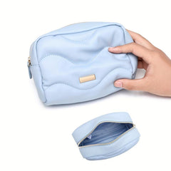 Quilted Square Bag Solid Multifunctional Storage Pouch Travel Makeup Bag