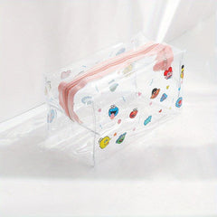 Cartoon Print Transparent Makeup Bag Lightweight Carry On Bag