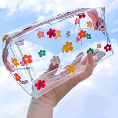 Cartoon Print Transparent Makeup Bag Lightweight Carry On Bag