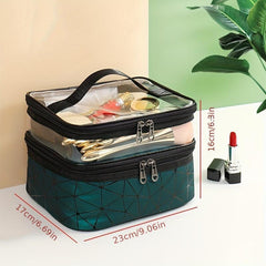 Double Layer Cosmetic Bag Portable Travel Wash Bag Waterproof Storage Makeup Bag