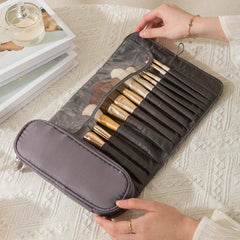 Large Capacity Travel Cosmetic Bag Roll up Makeup Brushes Organizer