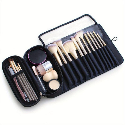 Large Capacity Travel Cosmetic Bag Roll up Makeup Brushes Organizer