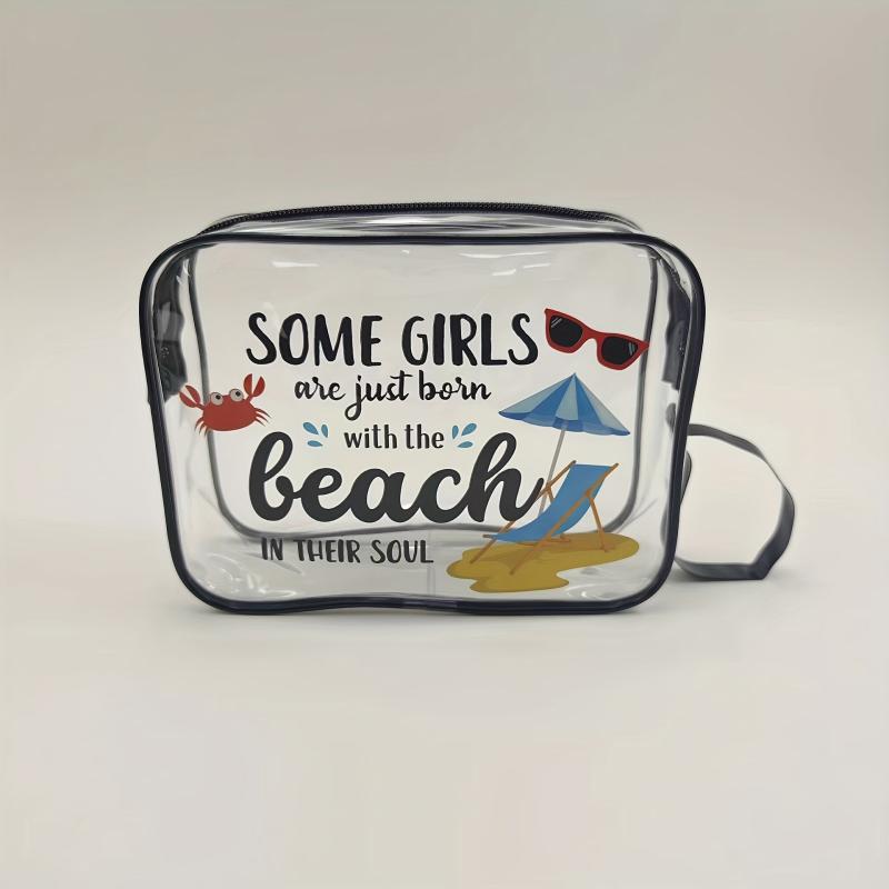 Transparent Portable Beach Cosmetic Bag Lightweight PVC Travel Storage Bag