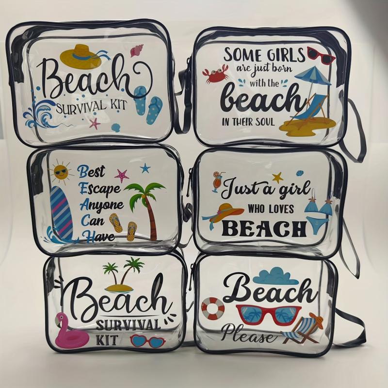 Transparent Portable Beach Cosmetic Bag Lightweight PVC Travel Storage Bag