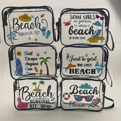 Transparent Portable Beach Cosmetic Bag Lightweight PVC Travel Storage Bag