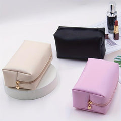 Mini Cube Cosmetic Bag PU Leather Waterproof Makeup Bag Lightweight Portable Tra