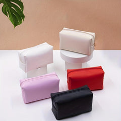 Mini Cube Cosmetic Bag PU Leather Waterproof Makeup Bag Lightweight Portable Tra