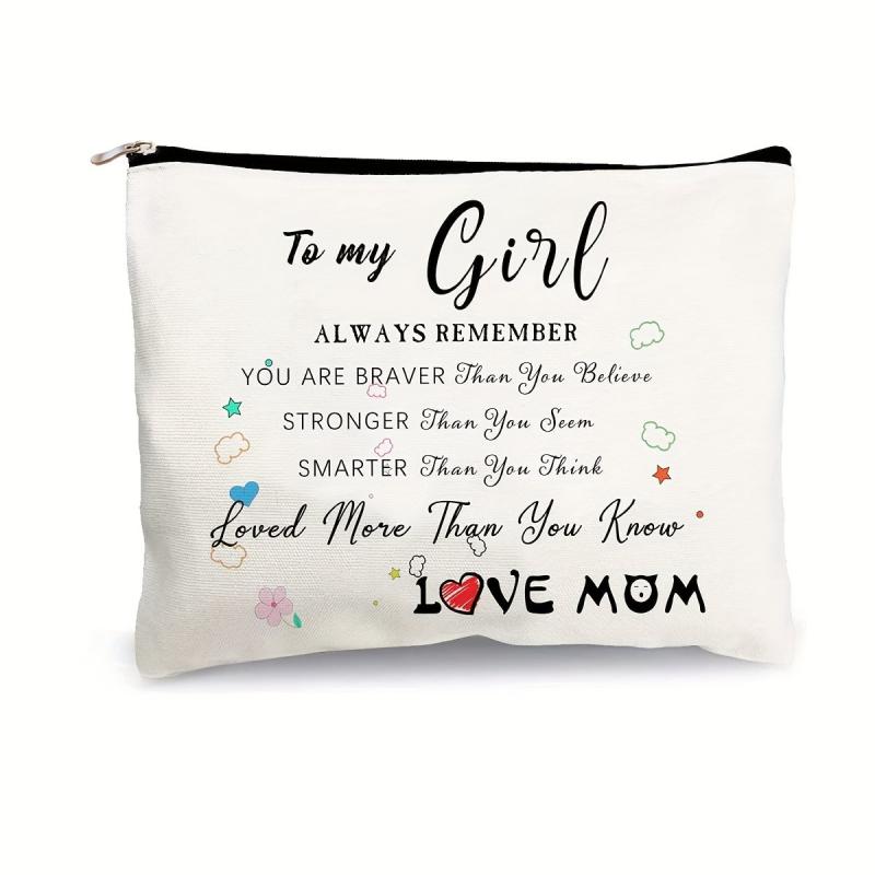 Letter Pattern Makeup Zipper Pouch Lightweight Storage Bag