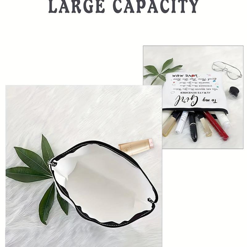 Letter Pattern Makeup Zipper Pouch Lightweight Storage Bag