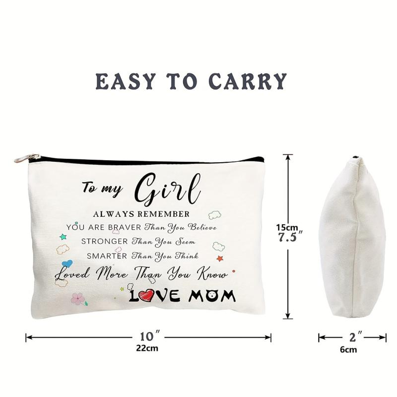 Letter Pattern Makeup Zipper Pouch Lightweight Storage Bag