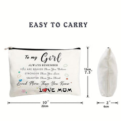Letter Pattern Makeup Zipper Pouch Lightweight Storage Bag