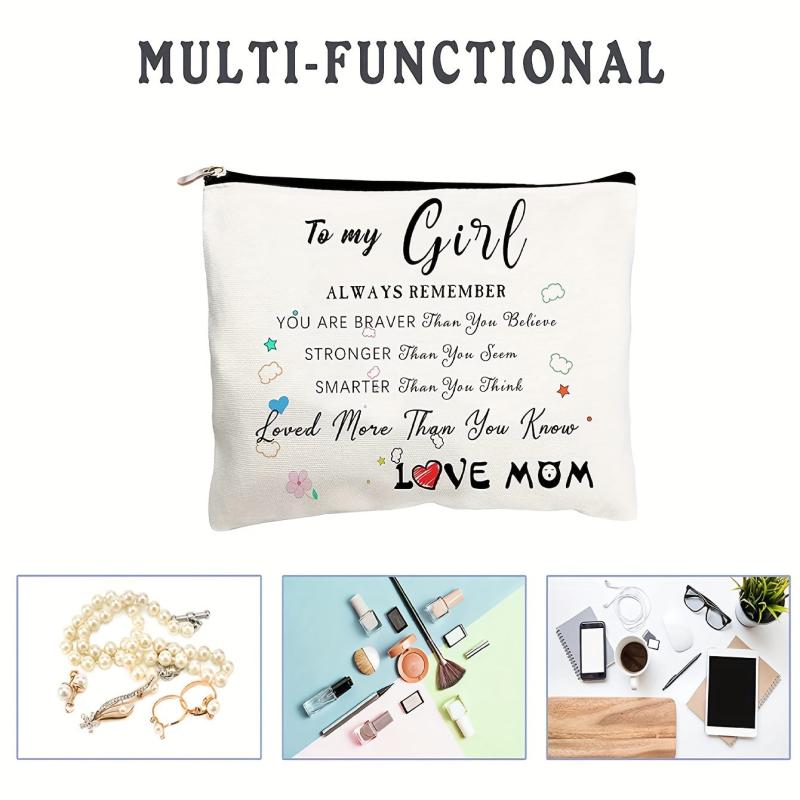 Letter Pattern Makeup Zipper Pouch Lightweight Storage Bag